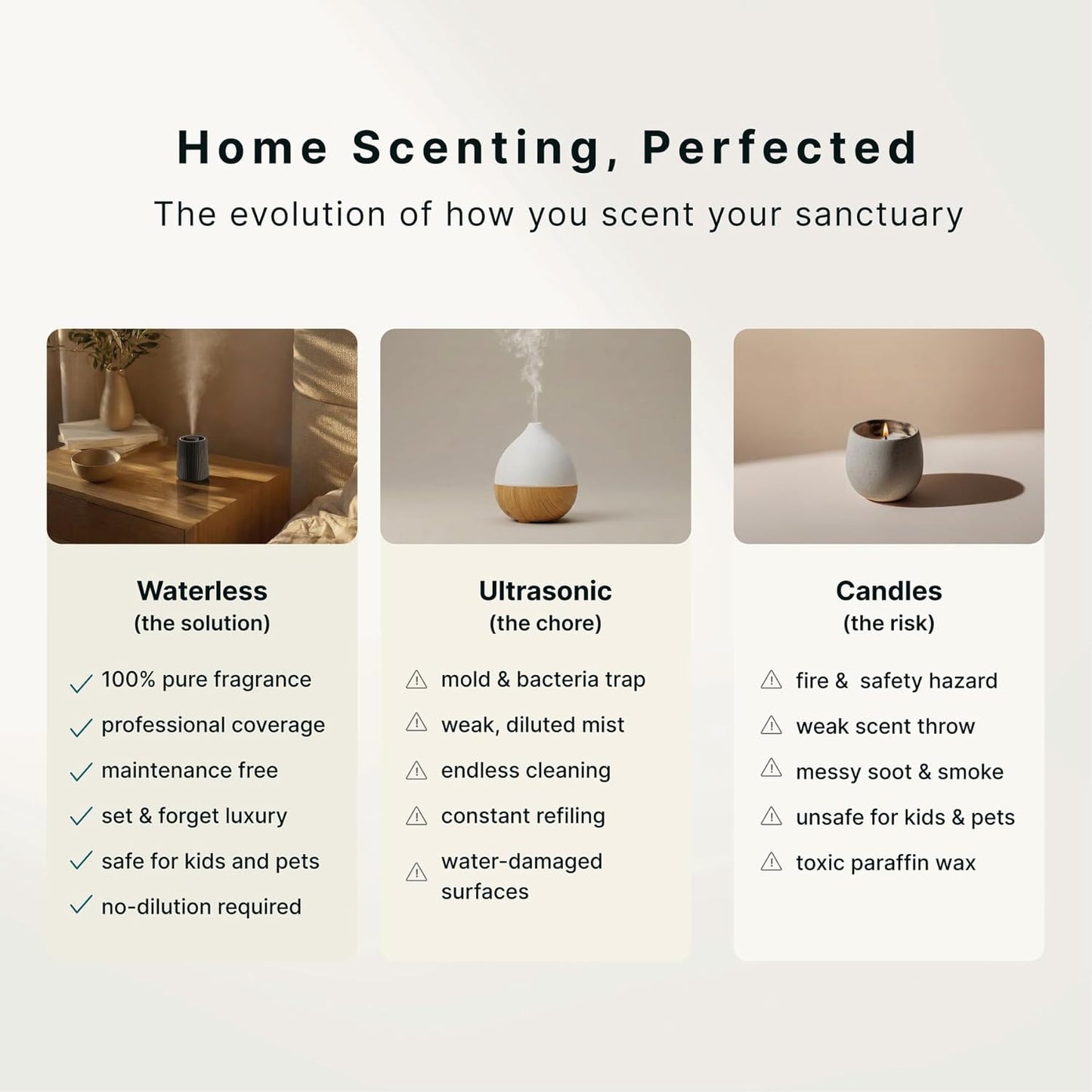 Homedics Waterless Essential Oil Diffuser with 15ml Vanilla Cedarwood Fragrance Oil. SereneScent Cordless Cold Air Scent Diffuser Starter Kit with Ambient Light, Studio 671 (Black)