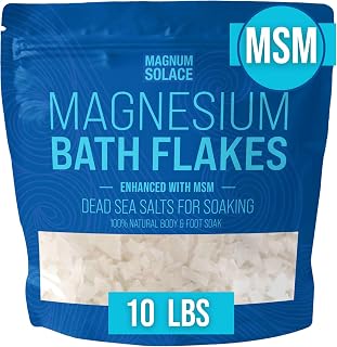 Magnesium Flakes with MSM - Magnesium Chloride Flakes - Dead Sea Salts for Soaking, 10 LBS