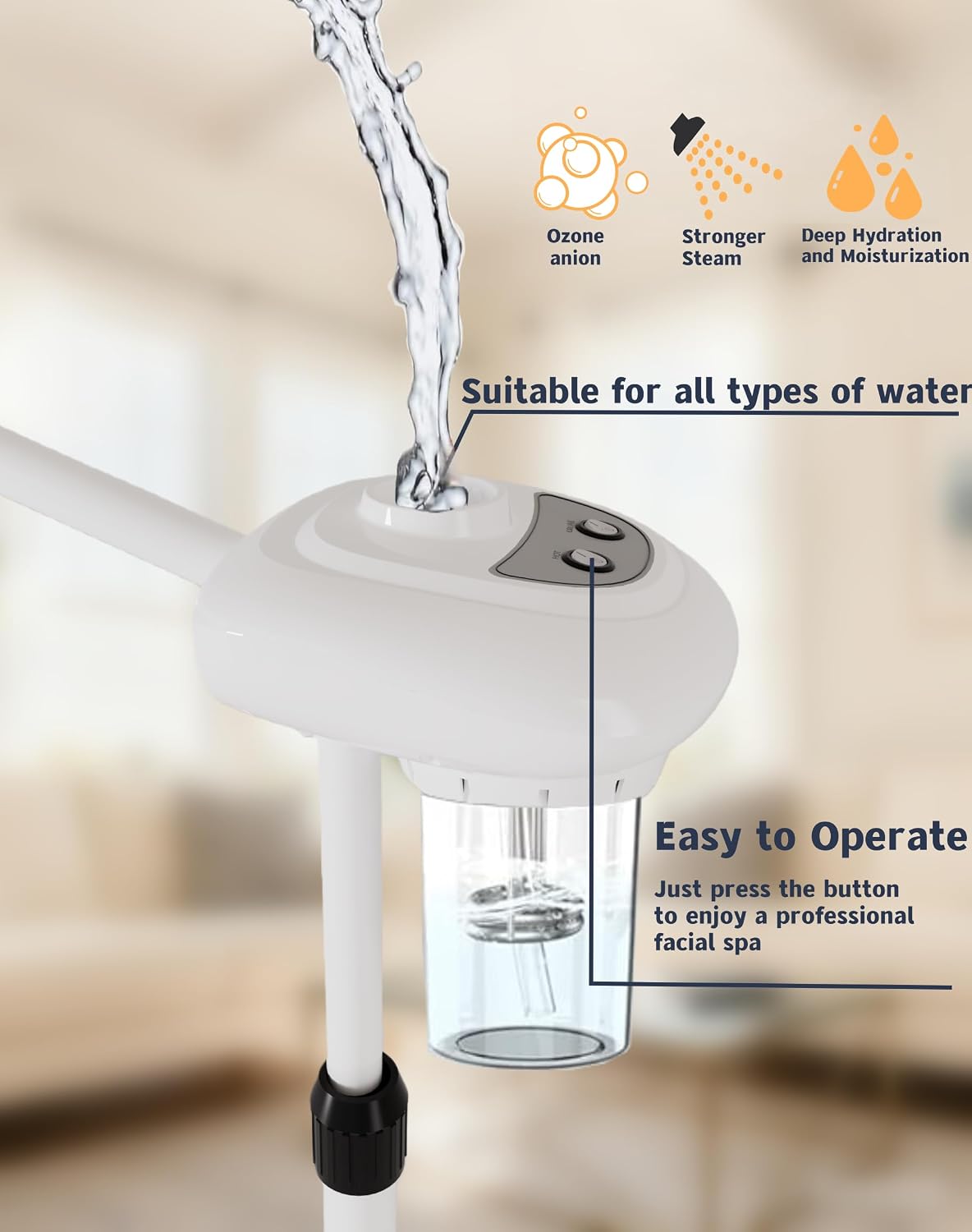 Professional Facial Steamer with Magnifying Lamp, Nano Ionic Face Steamer for Esthetician & Home Spa, Portable Facial Steamer for Deep Cleansing, Home Facial Skin Care Equipment, White