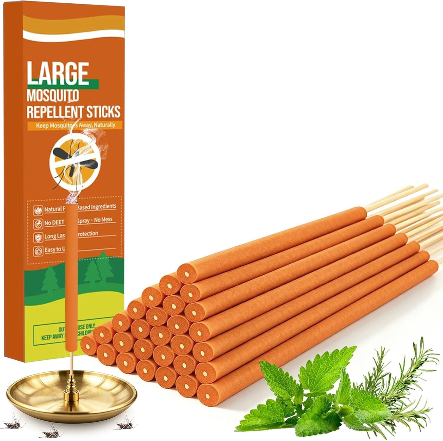 30 Pack Extra Thick Mosquito Repellent Citronella Incense Sticks Outdoor Use, Long Lasting Mosquito Incense Sticks, Natural Plant-Based DEET - Free Mosquito Repellent Sticks for Patio Camping