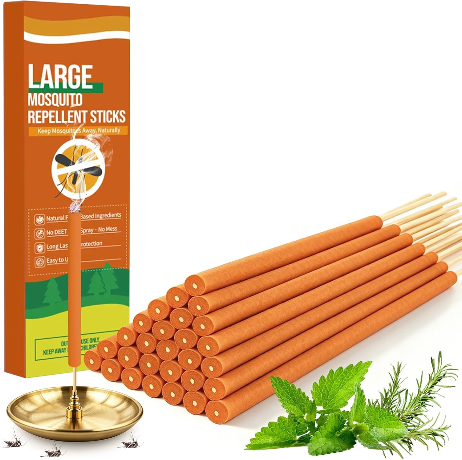 30 Pack Extra Thick Mosquito Repellent Citronella Incense Sticks Outdoor Use, Long Lasting Mosquito Incense Sticks, Natural Plant-Based DEET - Free Mosquito Repellent Sticks for Patio Camping