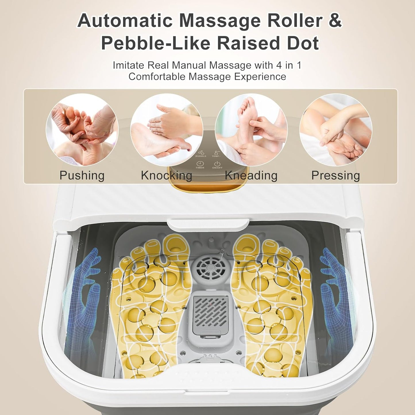 UNIFULL Collapsible Foot Spa Bath with Heat, Motorized Massager, Touch Screen, Foot Pedicure Kit, Temperature Control, Pedicure Foot Spa, Foot Bath