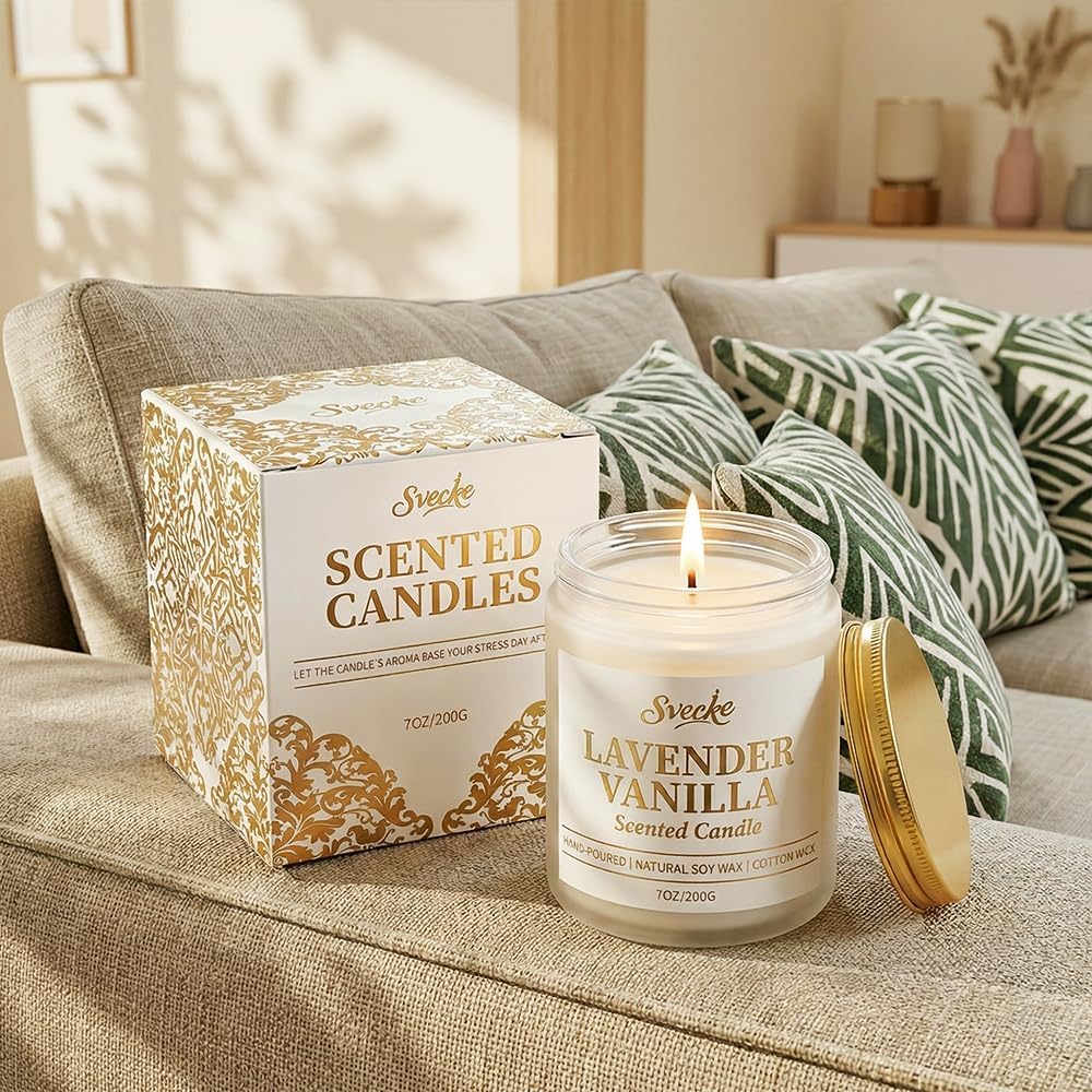 Gardenia Scented Candle 7oz Soy Wax Jar Candle Long Burning Aromatherapy Candle for Home Bedroom Gift for Women Men Housewarming New Home Gift