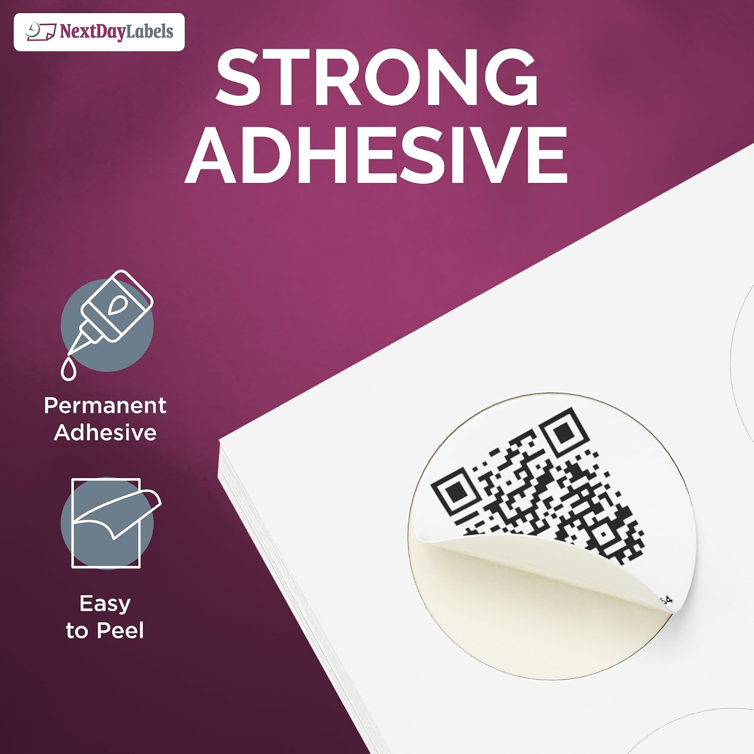 NextDayLabels 2 Inch Round Circle Stickers White for Bleeds Laser Inkjet - 12 Per Sheet Self-Adhesive Candle Jar Product Lids Made in USA - 300 Labels