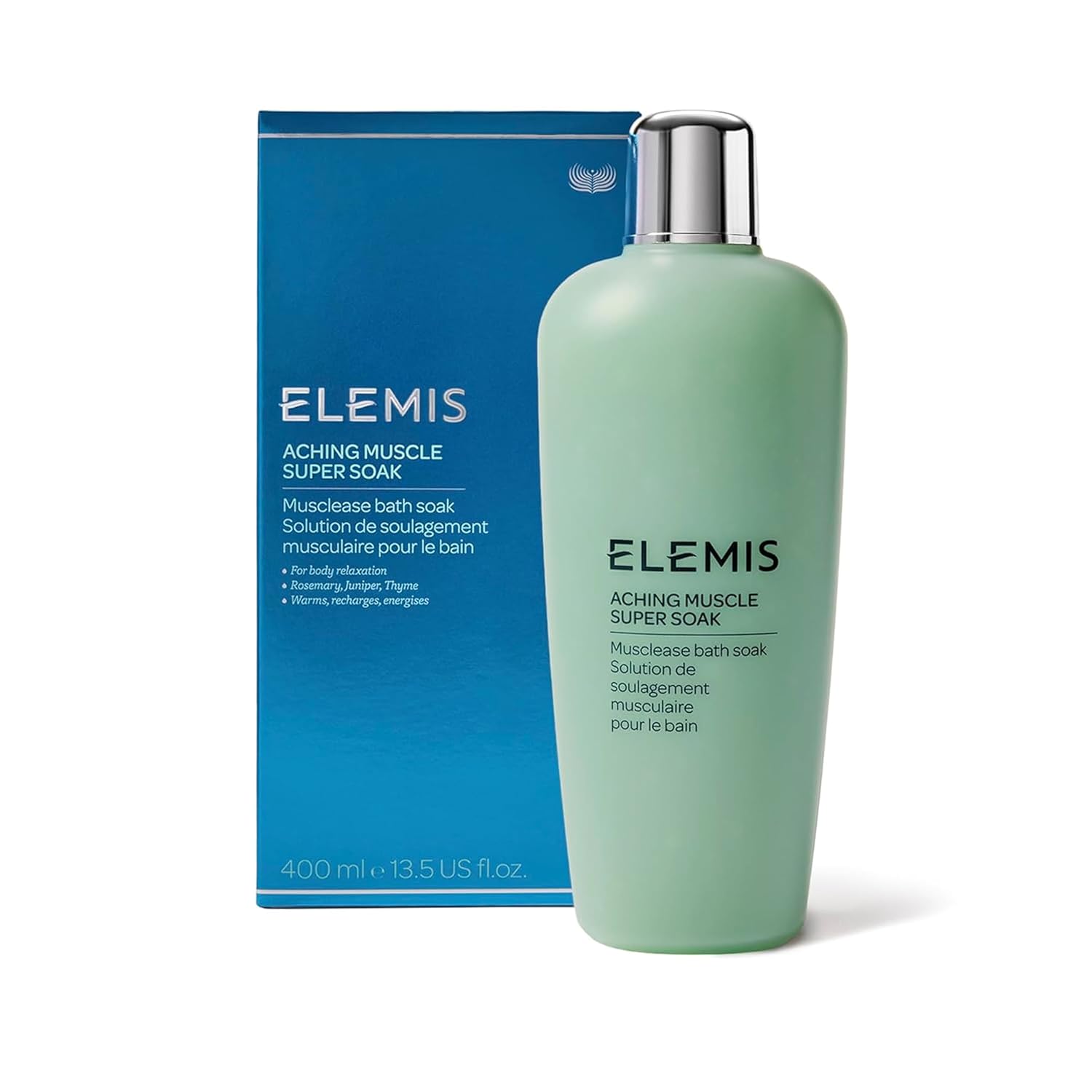 ELEMIS Aching Muscle Super Soak 400ml, Natural Bath Milk Soak To Ease Muscle Aches & Tension