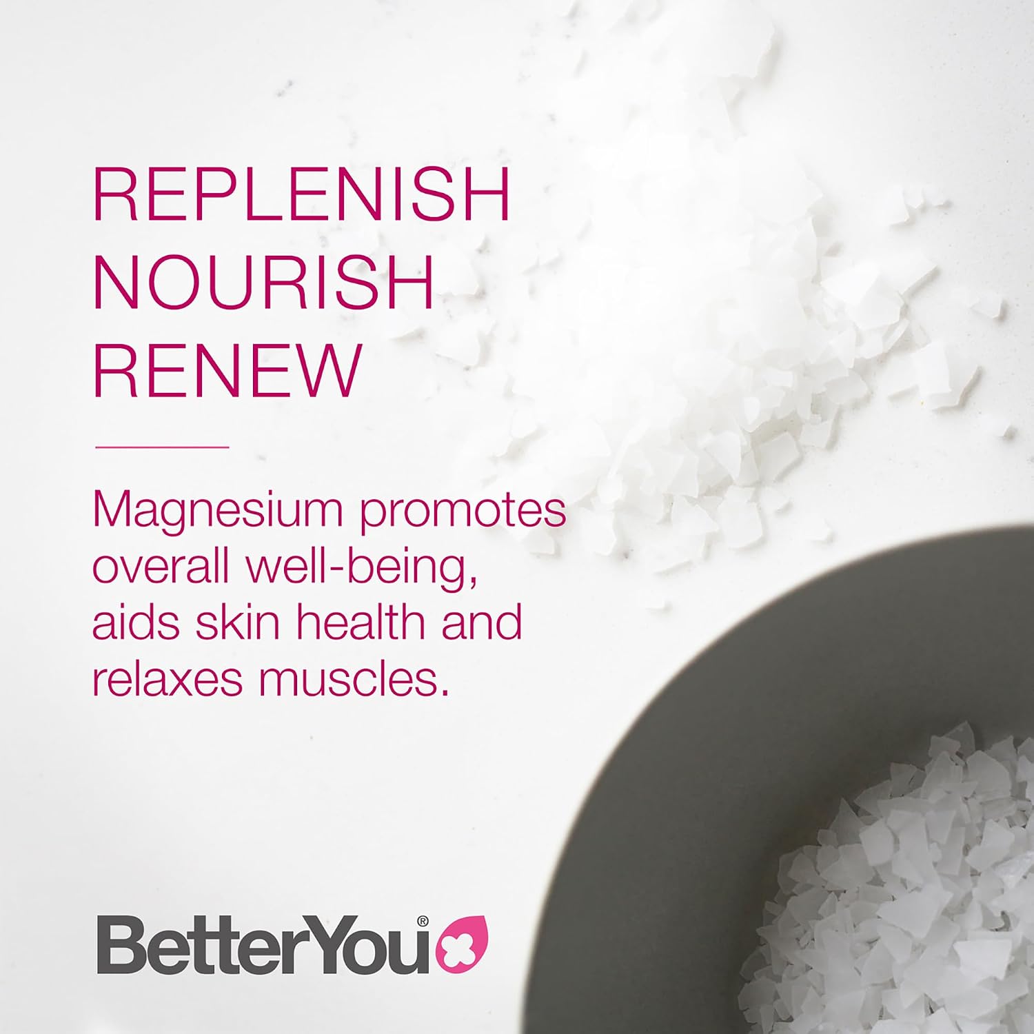 BetterYou Magnesium Relax Bath Flakes - Body Recovery Bath Salts with Magnesium - For Skin Health & Sore Muscle Relief - With Essential Oils - 1.6 lb