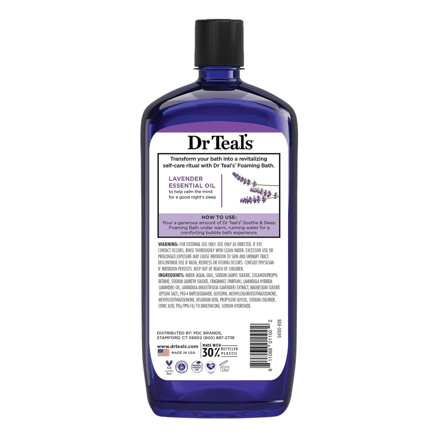 Dr Teal’s Foaming Bath with Pure Epsom Salt, Soothe & Sleep with Lavender, 34 Ounces (Packaging May Vary)