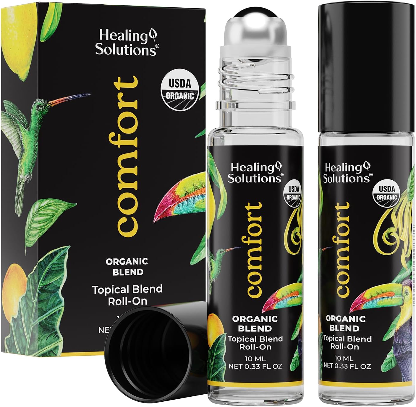 Healing Solutions (2 Pack) Comfort Essential Oil Roll-On, Perfume - Stress Ease Essential Oil Roller - Self Care Organic USDA Certified Present for Women - Roll On Perfume