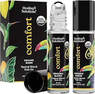 Healing Solutions (2 Pack) Comfort Essential Oil Roll-On, Perfume - Stress Ease Essential Oil Roller - Self Care Organic USDA Certified Present for Women - Roll On Perfume