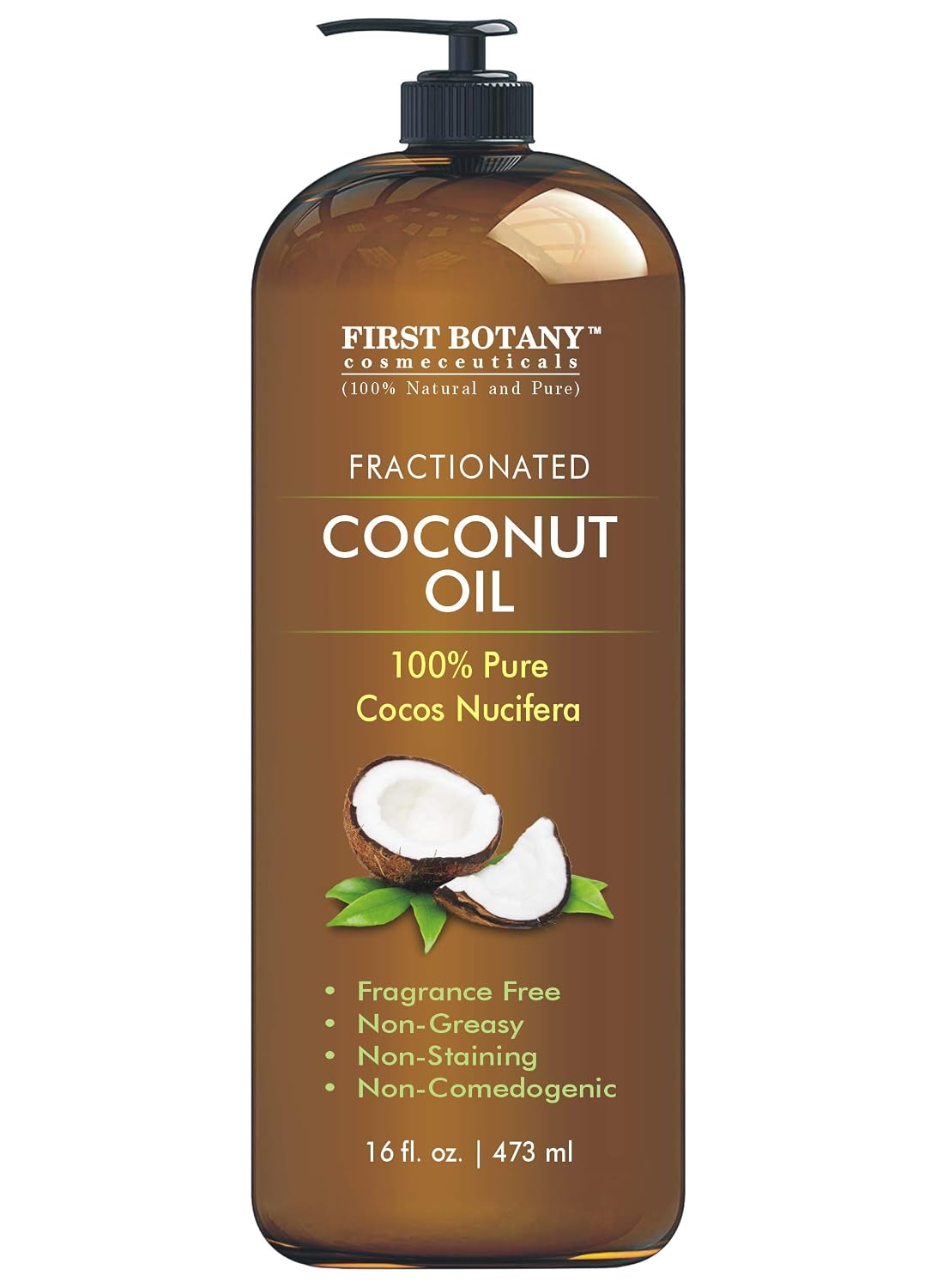Fractionated Coconut Oil 16 fl. oz - 100% Natural & Pure MCT Coconut Oil for Hair