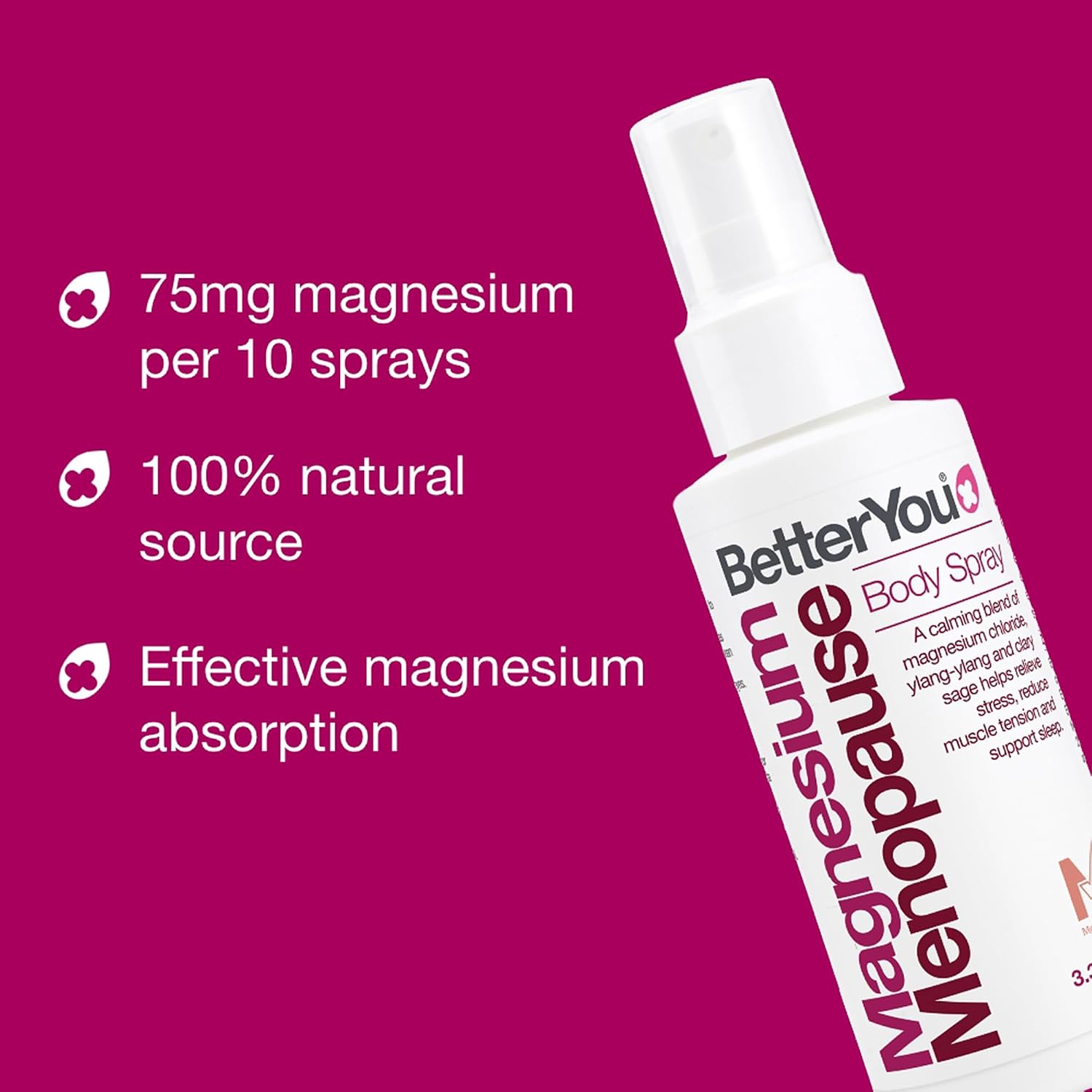 BetterYou Menopause Bundle - Magnesium Menopause Body Spray and Bath Flakes - Muscle and Rest Support - Bath Salt Ease Muscle Tension - 2 pc