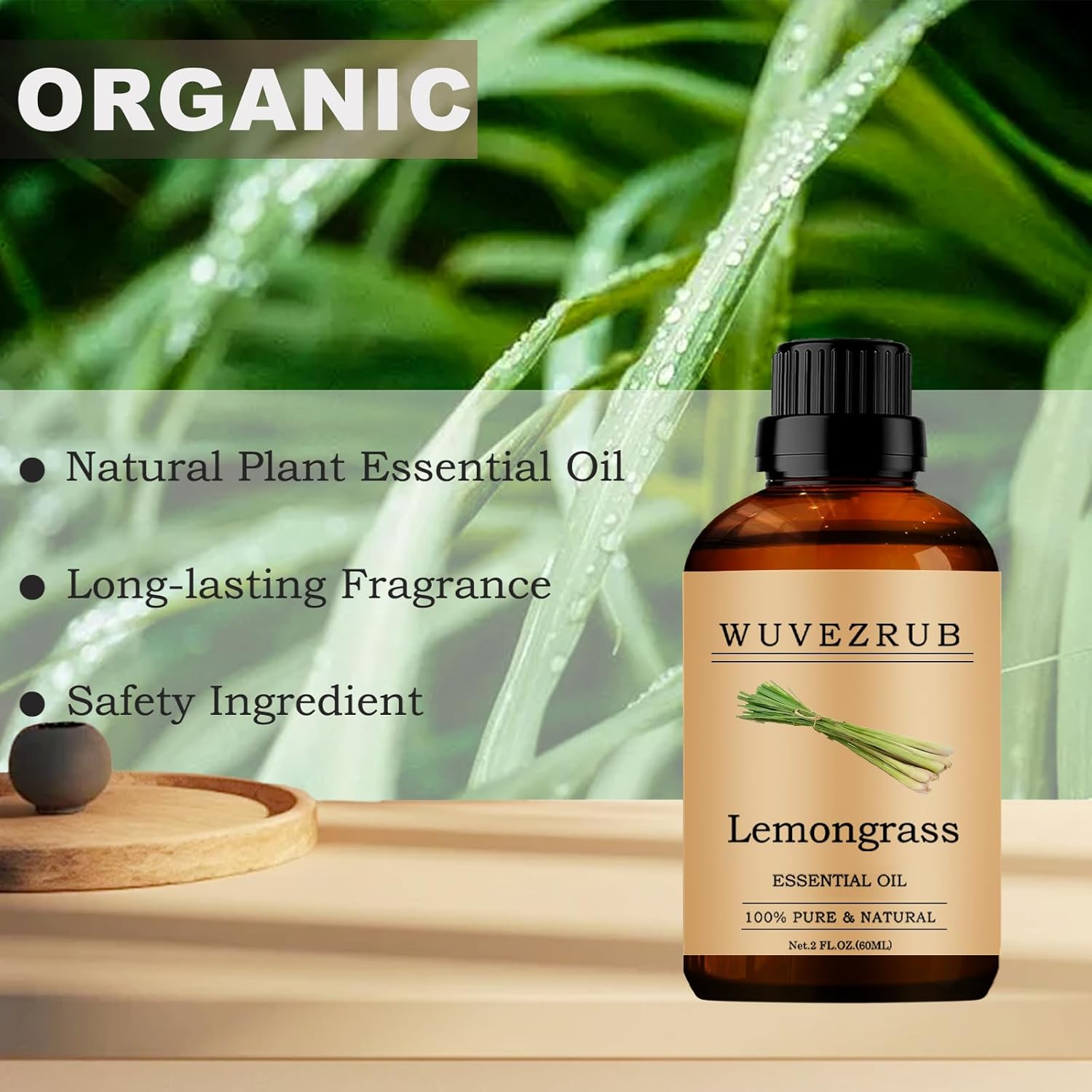 Lemongrass Essential Oil - 60ML Pure and Natural for Aromatherapy Diffuser - 2 Fl Oz
