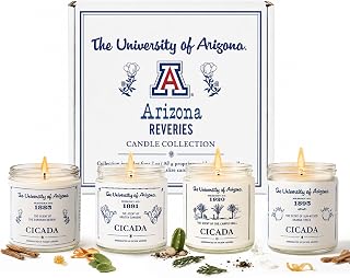 CICADA University of Arizona Inspired Scented Candle Bundle, Coconut-Soy Blend Wax Candles, Hand-Poured Arizona Home Fragrance Collection, 4-Scent Bundle (Four 7 oz Jar Candles)