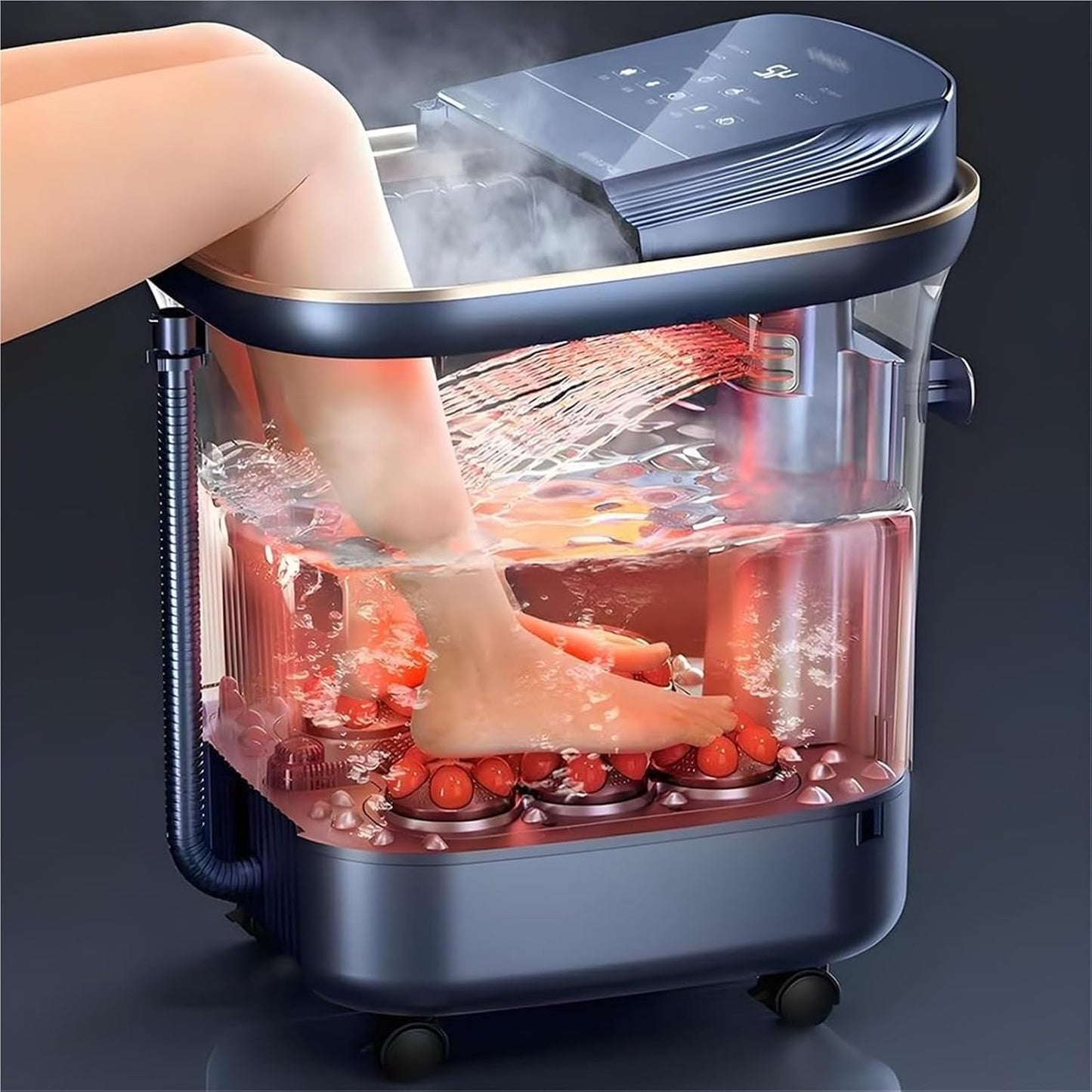 Foot Spa Bath Massager with Heat， Foot Soak Tub with Heat Red Light Temperature Control Bubbles for Spa Treatment at Home