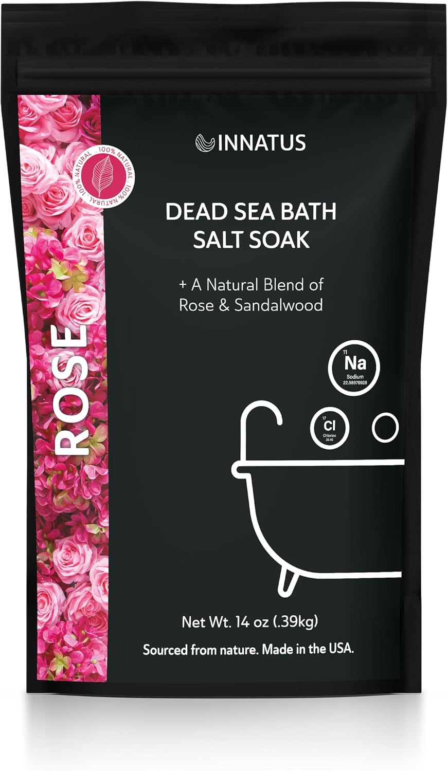 Dead Sea Soothing Bath Salt Soak with 21 Minerals – Relaxing, Detoxifying, and Nourishing for Skin – 14oz, Infused with Essential Oils – Rejuvenate Mind & Body. (Rose)