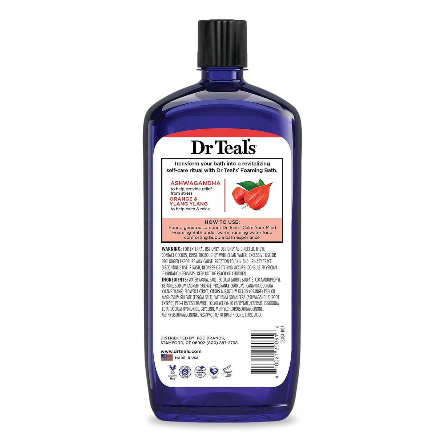 Dr Teal's Foaming Bath with Pure Epsom Salt, Ashwagandha, 34 fl oz (Pack of 4)