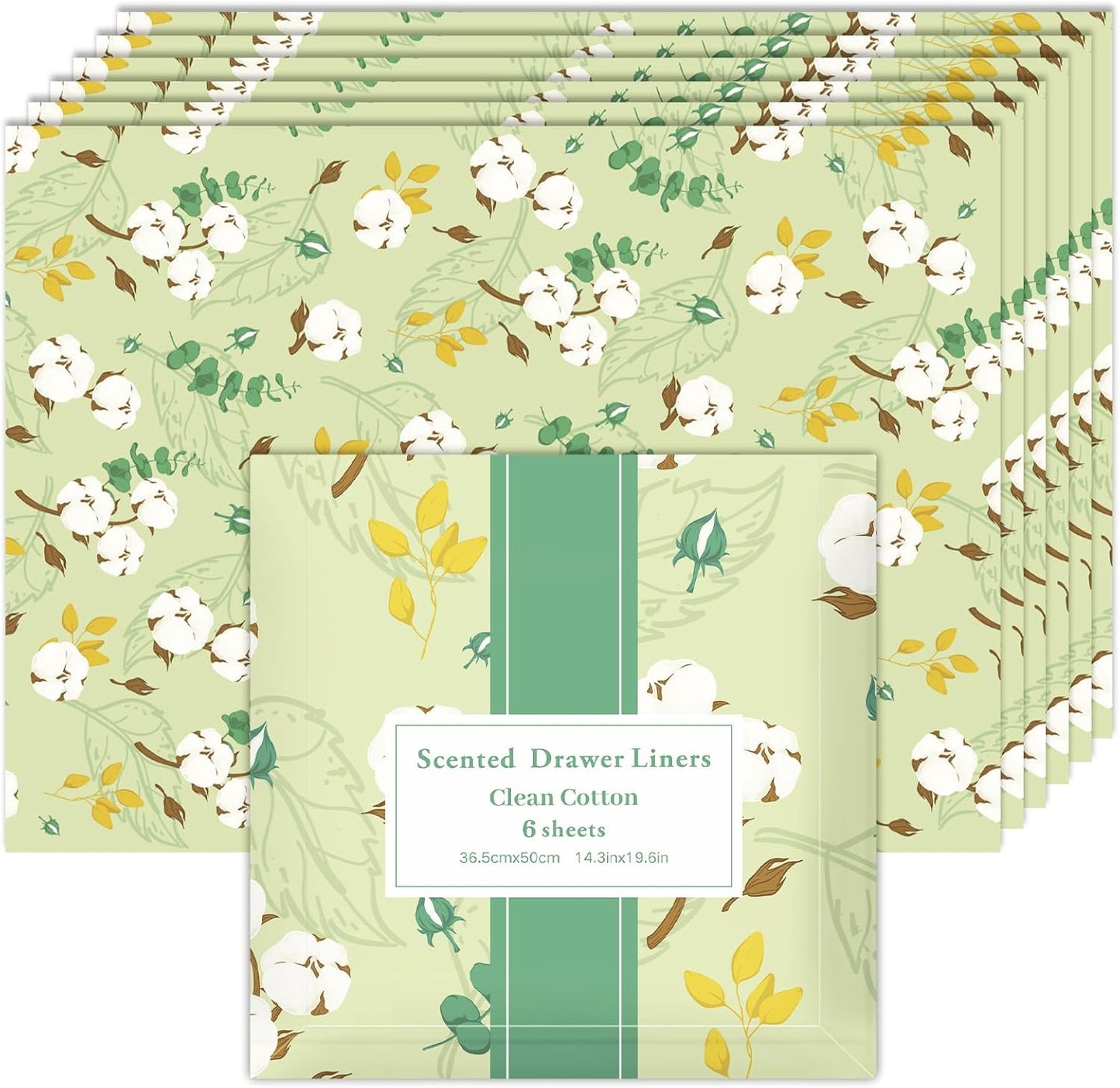 SCENTORINI Scented Drawer Liners for Dresser, 6 Sheet Clean Cotton Scent Drawer Paper Liners for Bedroom Drawer Home Closet Shelf