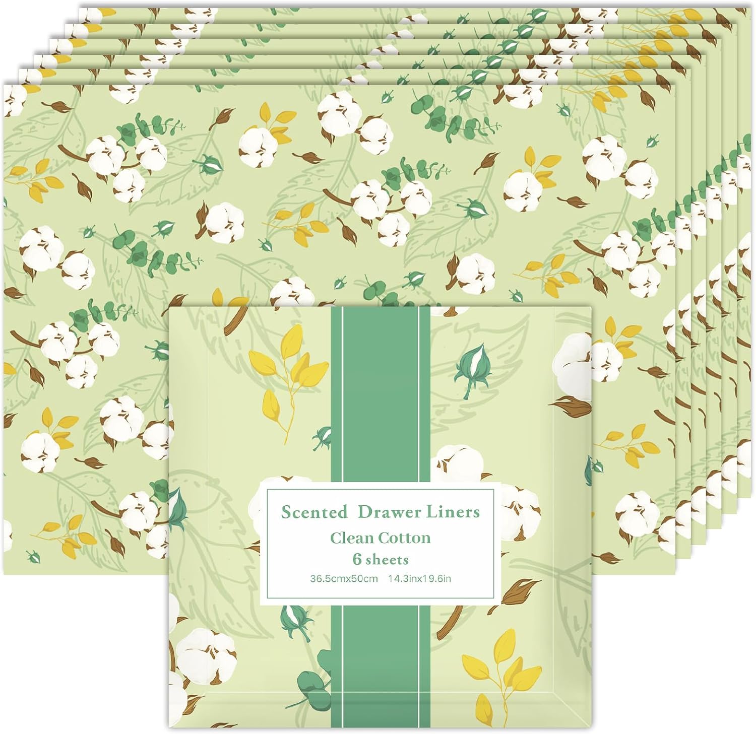 SCENTORINI Scented Drawer Liners for Dresser, 6 Sheet Clean Cotton Scent Drawer Paper Liners for Bedroom Drawer Home Closet Shelf