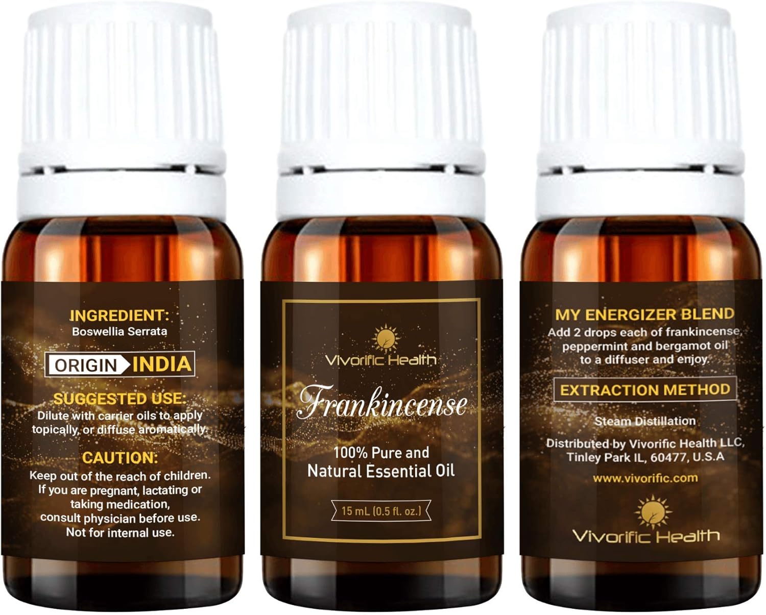 Frankincense Essential Oil (Pack of 2) - 15 ml - Therapeutic Grade, 100% Pure and Natural - Great for Immune System, Digestion, Antiaging, Aromatherapy and Much More-Vegan and Kosher Certified