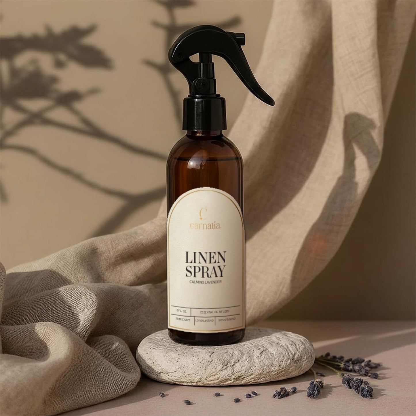 Carnatia Lavender Linen Spray – Calming Aromatherapy Mist with Essential Oils | Relaxing Fabric & Room Spray for Linens, Bedding & Curtains | 8 fl oz Bottle for Soothing Comfort