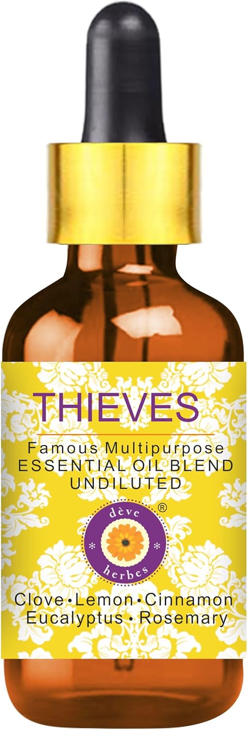 Deve Herbes Thieves Multipurpose Undiluted Essential Oil Blend with Glass Dropper 15ml (0.50 oz)