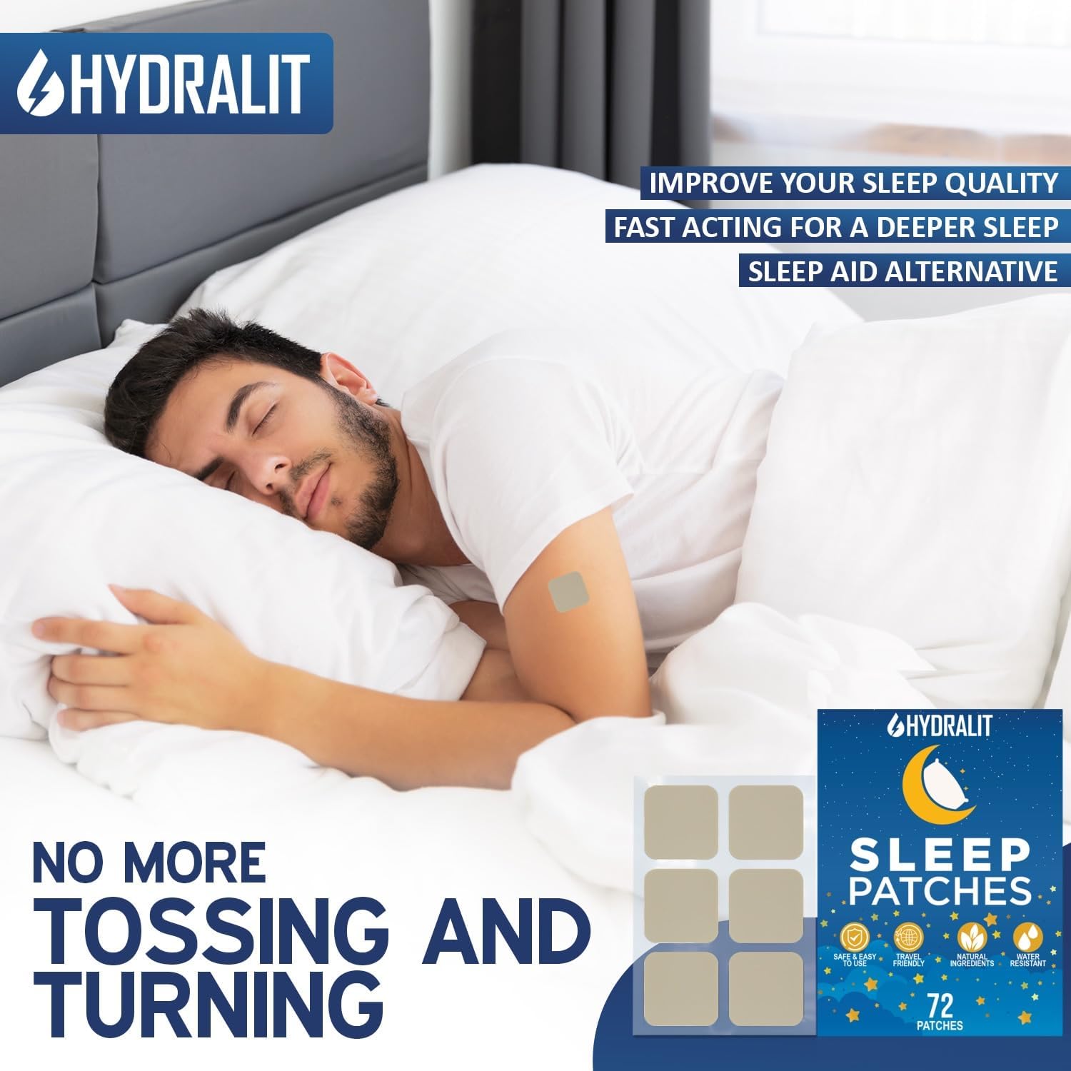 Sleep Patches for Adults Extra Strength Sleeping Aid Patch Melatonin Restful Nights Time-Released Formula Skin Jet Lag Travel Friendly Last All Night Men and Women Better Morning 72 Pack