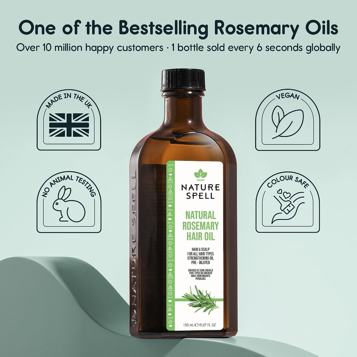 Nature Spell Rosemary Oil for Hair Growth, Pre-Diluted, 5.07 Fl Oz