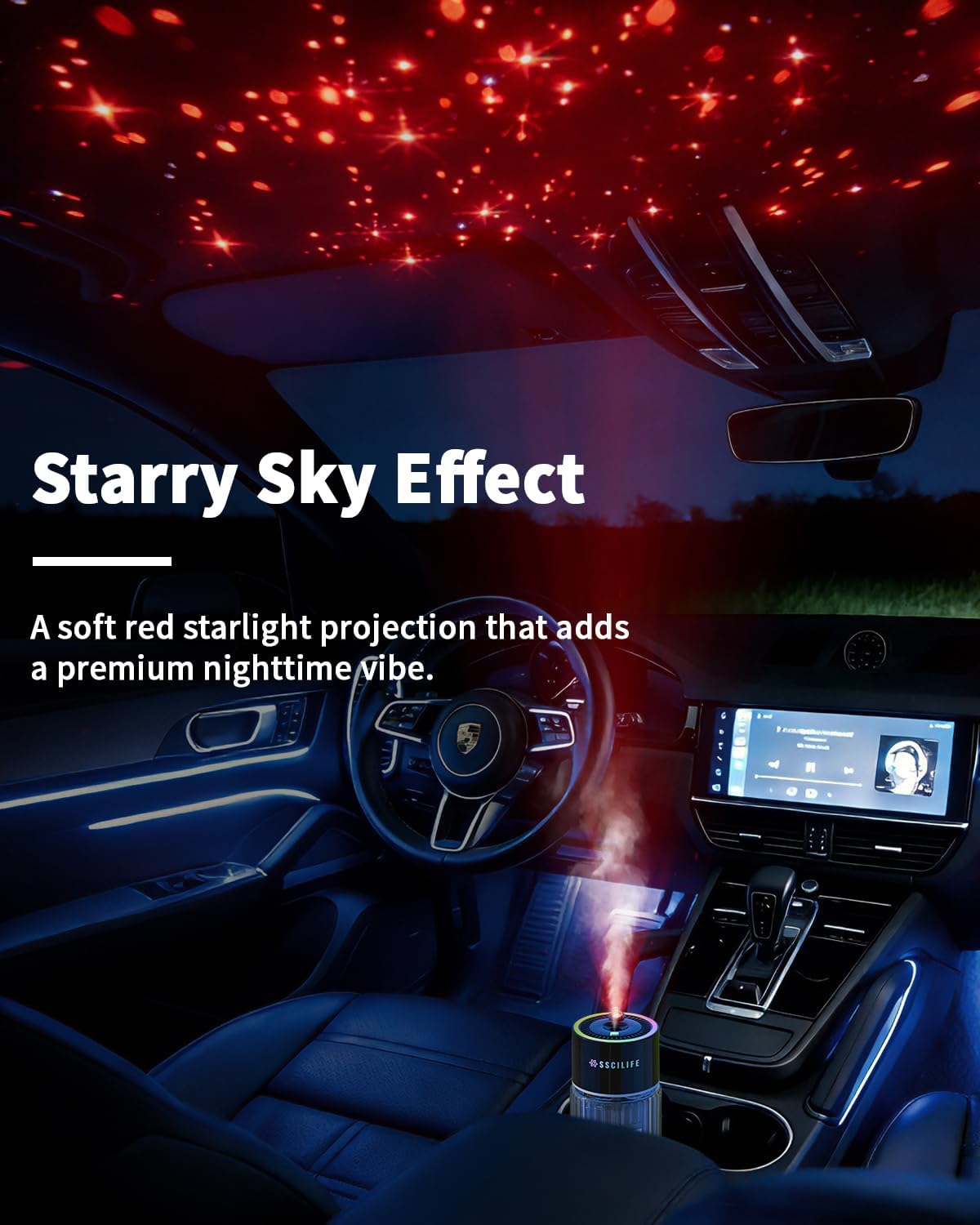 Smart Car Air Freshener Diffuser, Auto On/Off Car Aroma Diffuser, 4 Mist Modes, 120ml Rechargeable Oil Freshener, RGB Music Sync Light, Star Light, Up to 120 Days Use-Classic Cologne Scent