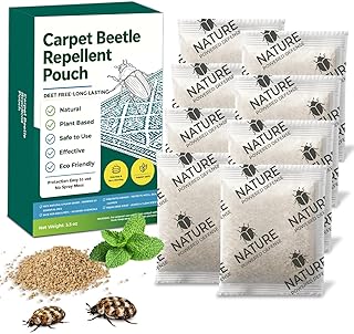 Carpet Beetle Repellent 8 Pack, Plant-Powered Cedarwood Sachets for Wool, Clothes, Fabrics, Pro-Active Deterrent for Carpet Beetle Larvae & Eggs, Long-Lasting Indoor Protection for Pest Control