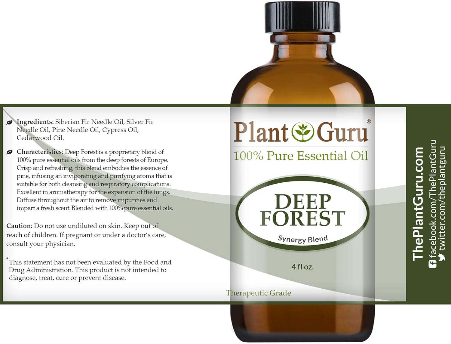 Deep Forest Essential Oil Blend 4 oz 100% Pure, Undiluted, Therapeutic Grade. Aromatherapy, Respiratory System Support, Air Purifier, Natural Christmas Tree Scent