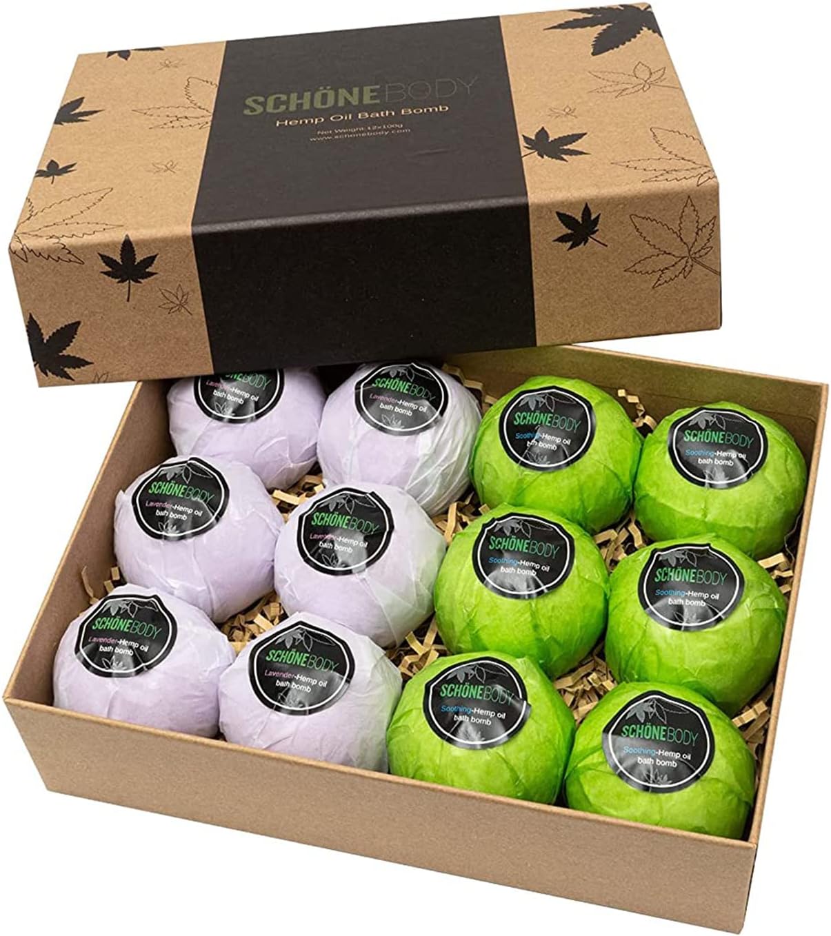 12 Pack Hemp Bath Bombs Set for Muscle Therapy & Relaxation | Large Vegan Fizzy Spa Gift for Women & Men | Natural Lavender, Mint Oils Moisturize Dry Skin & Soothe Stress, Wife Stocking Stuffers Gifts