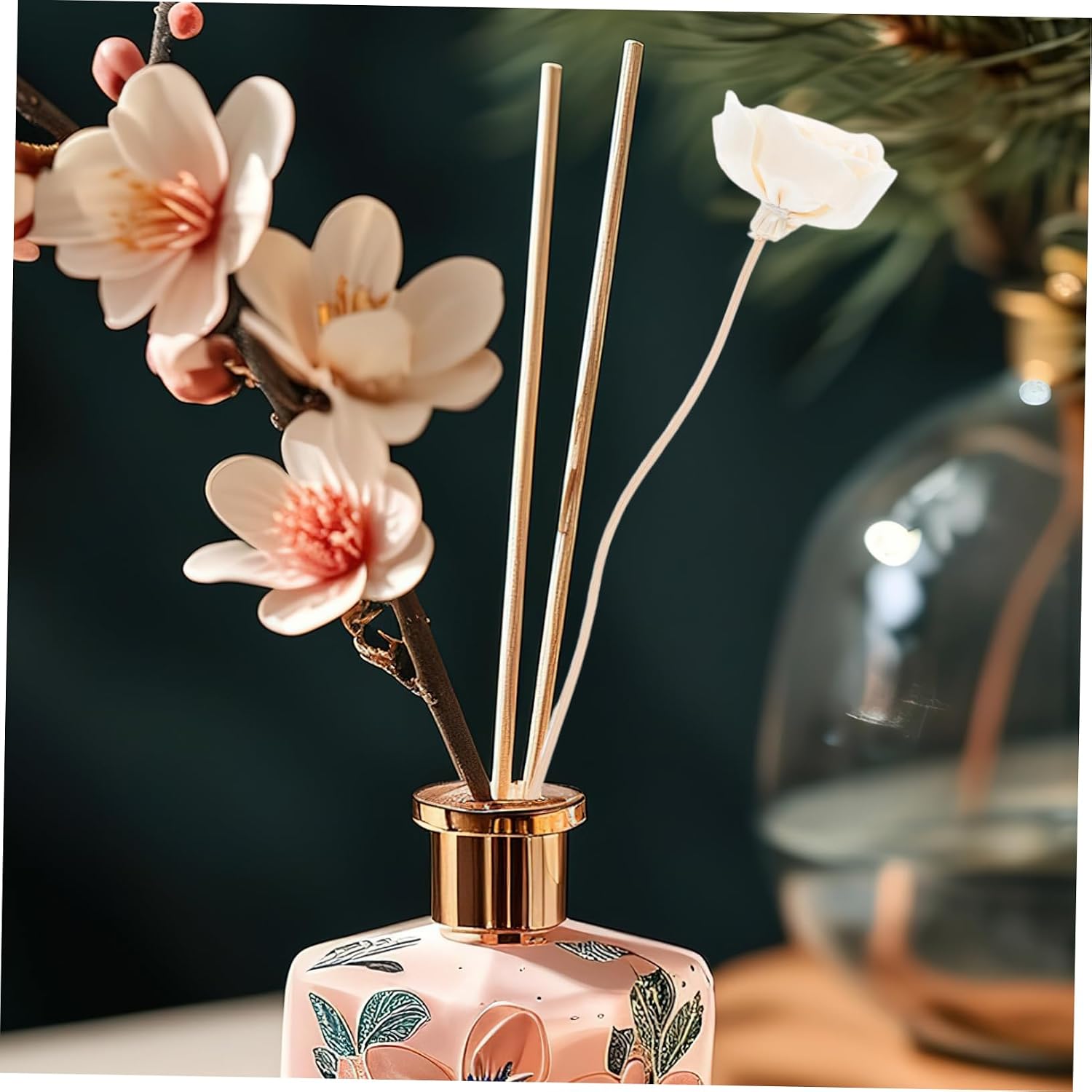 Zerodeko 2pcs Dried Floral Fragrance Diffuser Sticks Decorative Rattan Aroma Flowers for Home and Office Effortless Scent Diffusion Stylish Home Decor