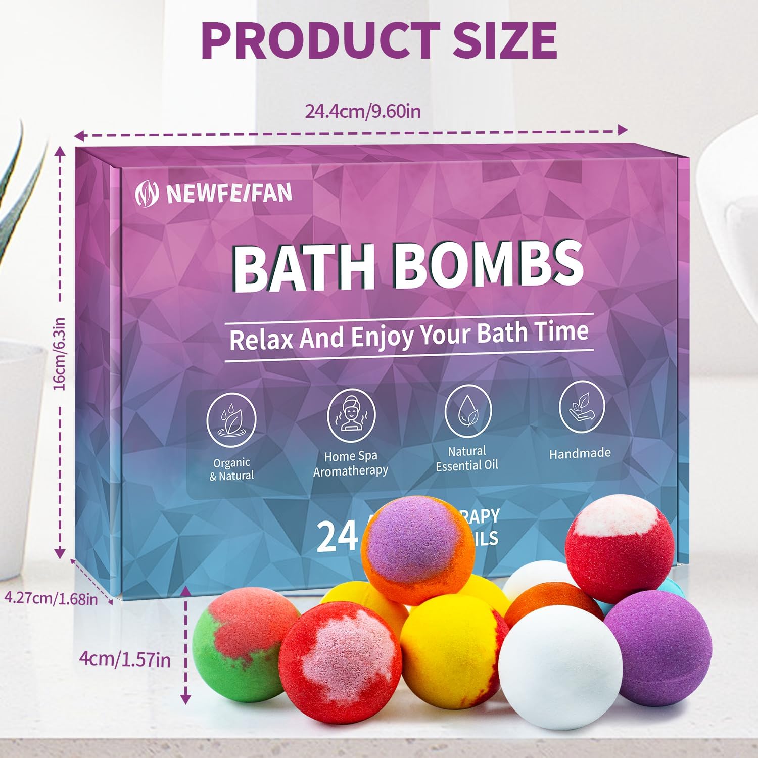 Bath Bombs for Women & Men Gift Set - 24 Pack | Handmade Natural Organic Essential Oil, Shea & Coco Butter Dry Skin Moisturize, SPA Relaxing Birthday Gifts for Wife, Her