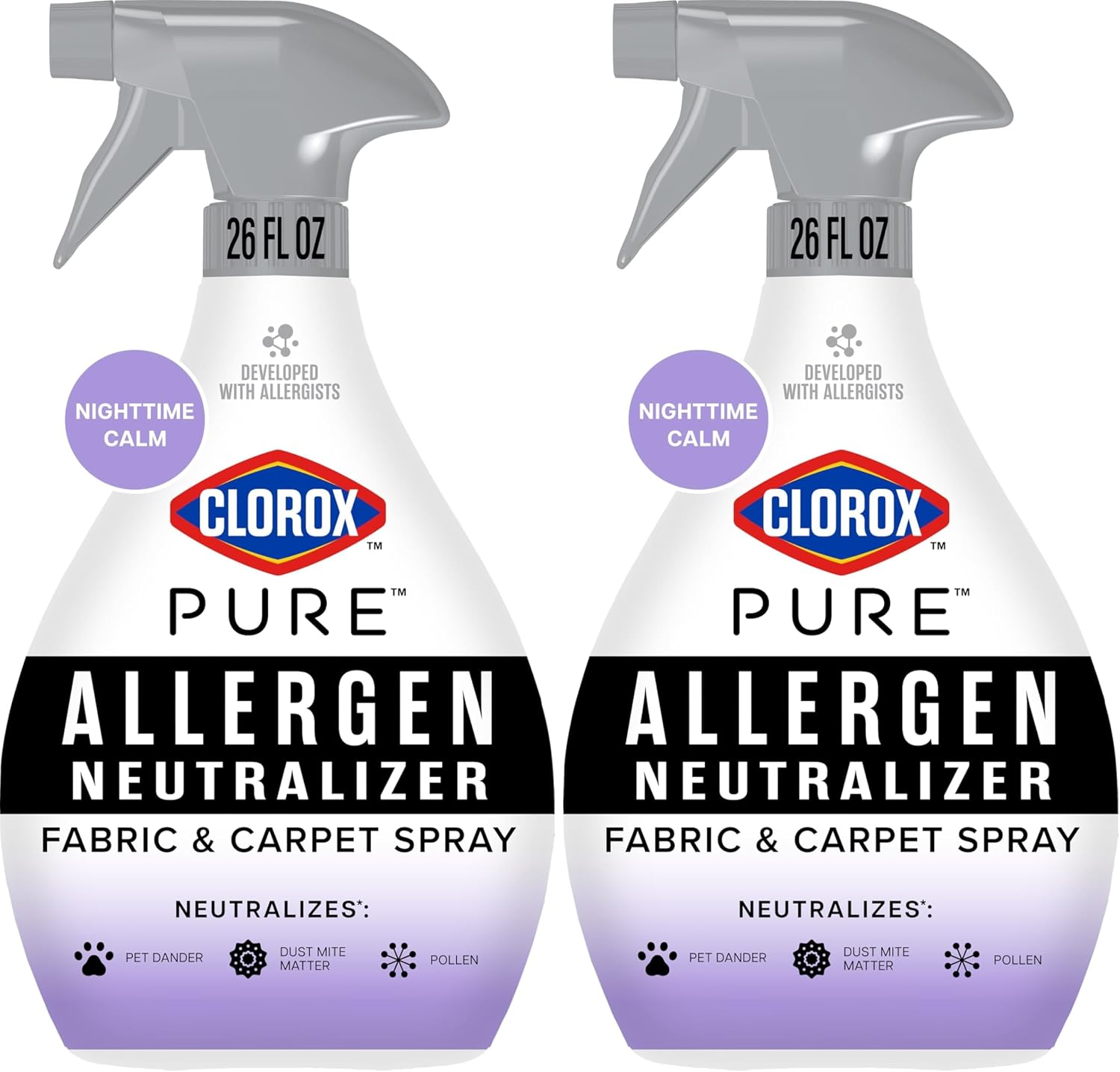 Clorox PURE Allergen Neutralizer Fabric and Carpet Spray, Nighttime Calm, 26 Fluid Ounces (Pack of 2)