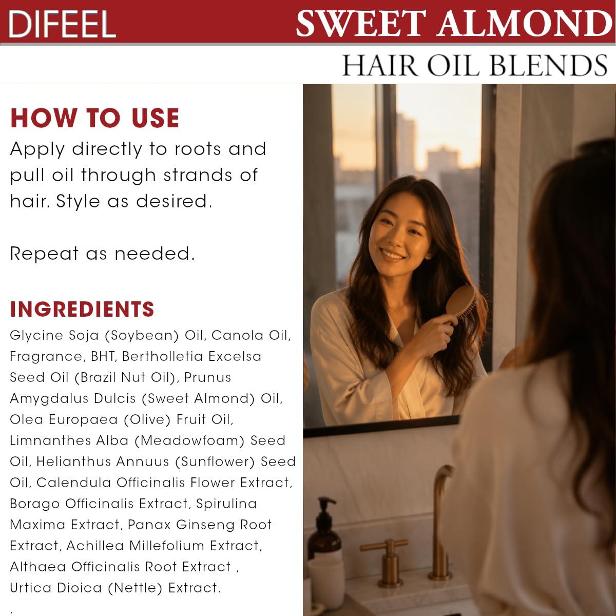 Difeel Sweet Almond Hair Oil Blend - Travel Size 2.5 ounce