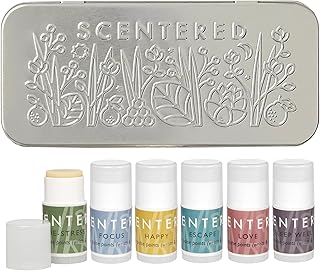 Scentered Aromatherapy Gift Set, Mini Roll On Essential Oil Balms for Sleep, Focus, Stress-Relief, Calm, Mood Boost - Set of 6 Premium Blends - Aromatherapy Gifts for Women