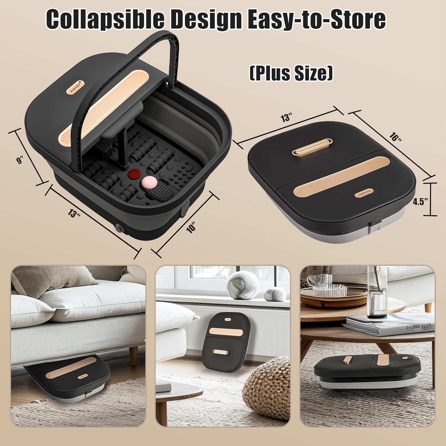 Collapsible Foot Spa Bath with Massager and Heat and Bubble Jets, Temperature Control, Remote Control, Pumice Stone, Pedicure Foot Spa for Relaxation Gift for Women Man