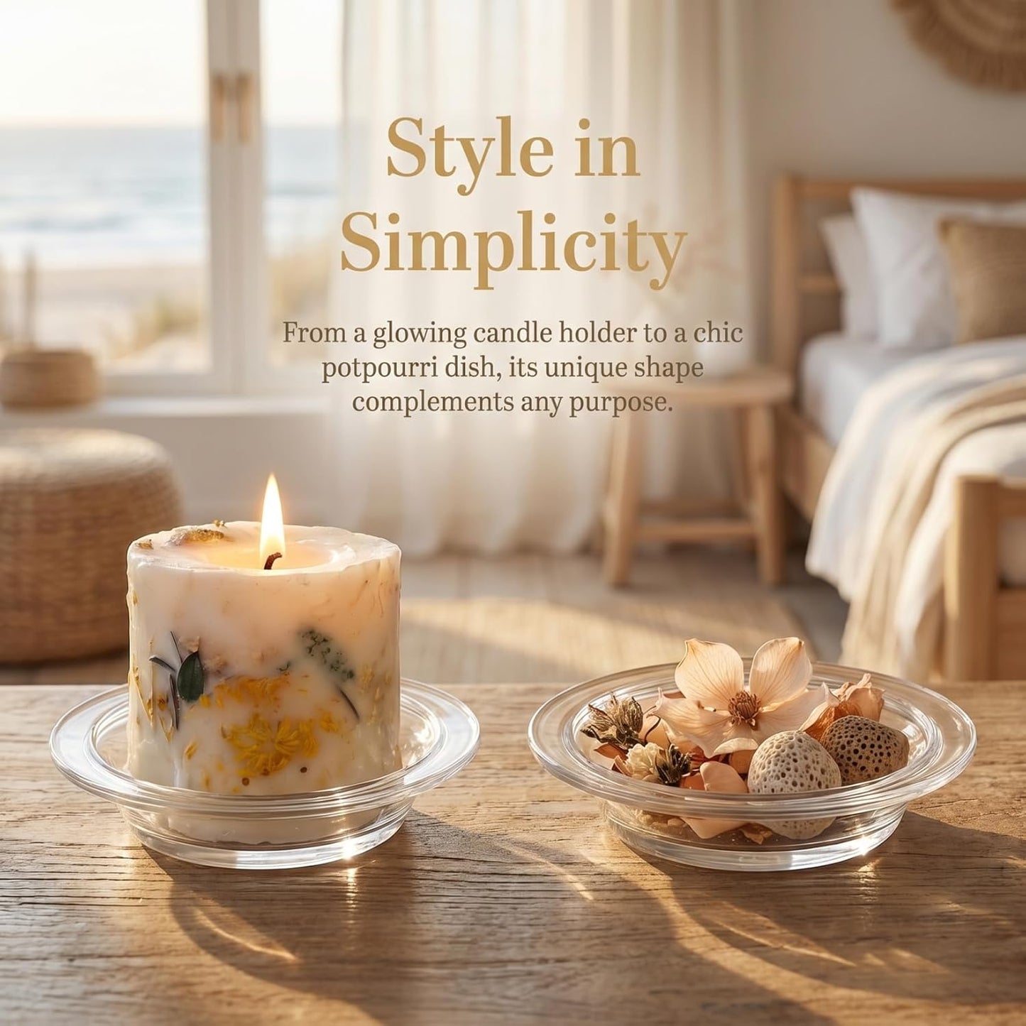 KESYOO 4.5 Inch Wax Warmer Dish: Transparent Glass Replacement Plate - Grass Hat Shape Candle Melt Liner for Bedroom - Aromatherapy Oil Heating