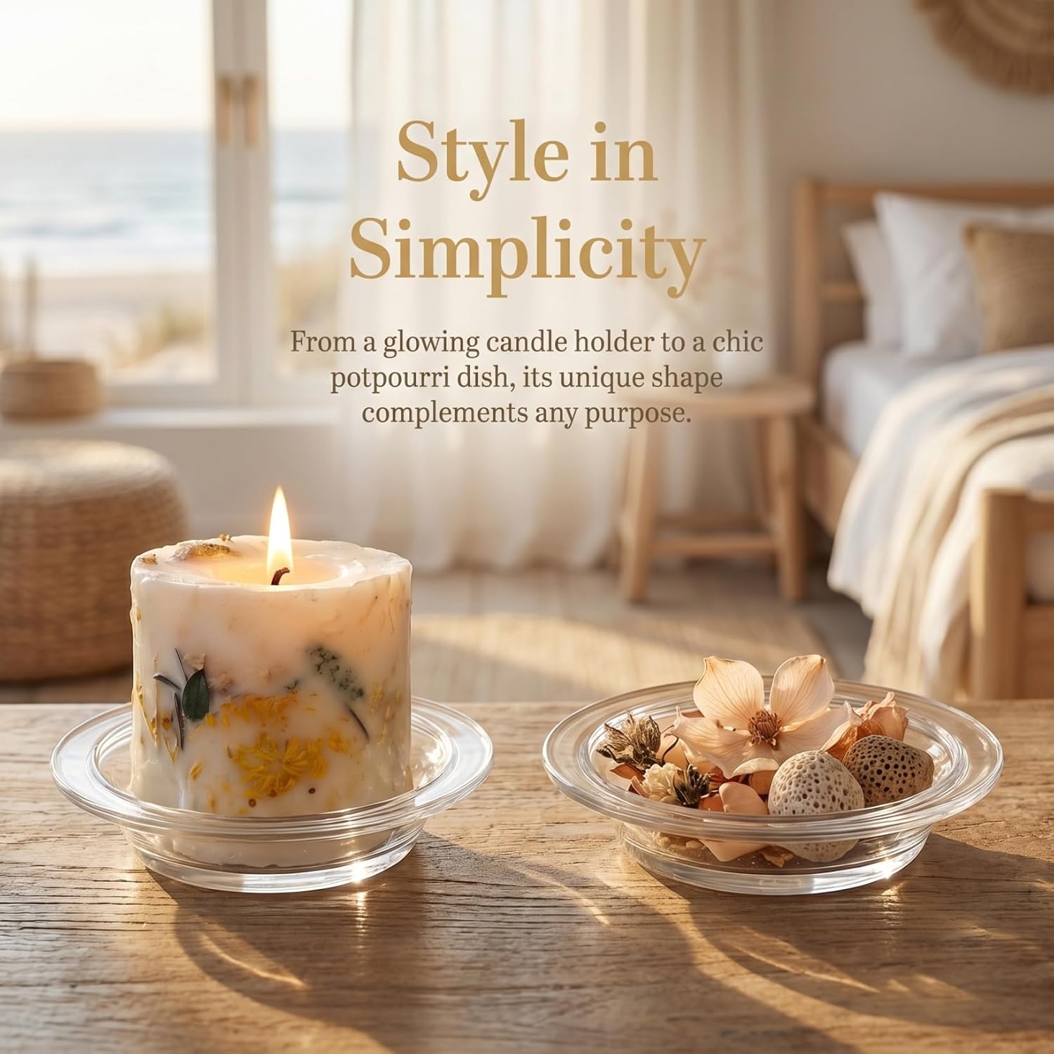 KESYOO 4.5 Inch Wax Warmer Dish: Transparent Glass Replacement Plate - Grass Hat Shape Candle Melt Liner for Bedroom - Aromatherapy Oil Heating