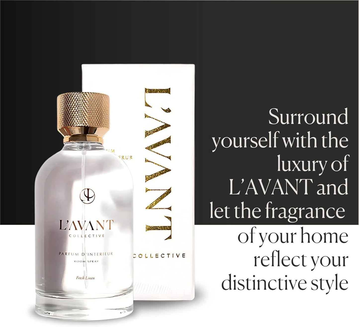 L'AVANT Collective Luxury Room Spray | Fresh Linen | Non-Toxic Linen Spray & Air Freshener with Essential Oils | Room Freshener, Home Fragrance & Odor Eliminator | 100ml Glass Bottle for Bedroom