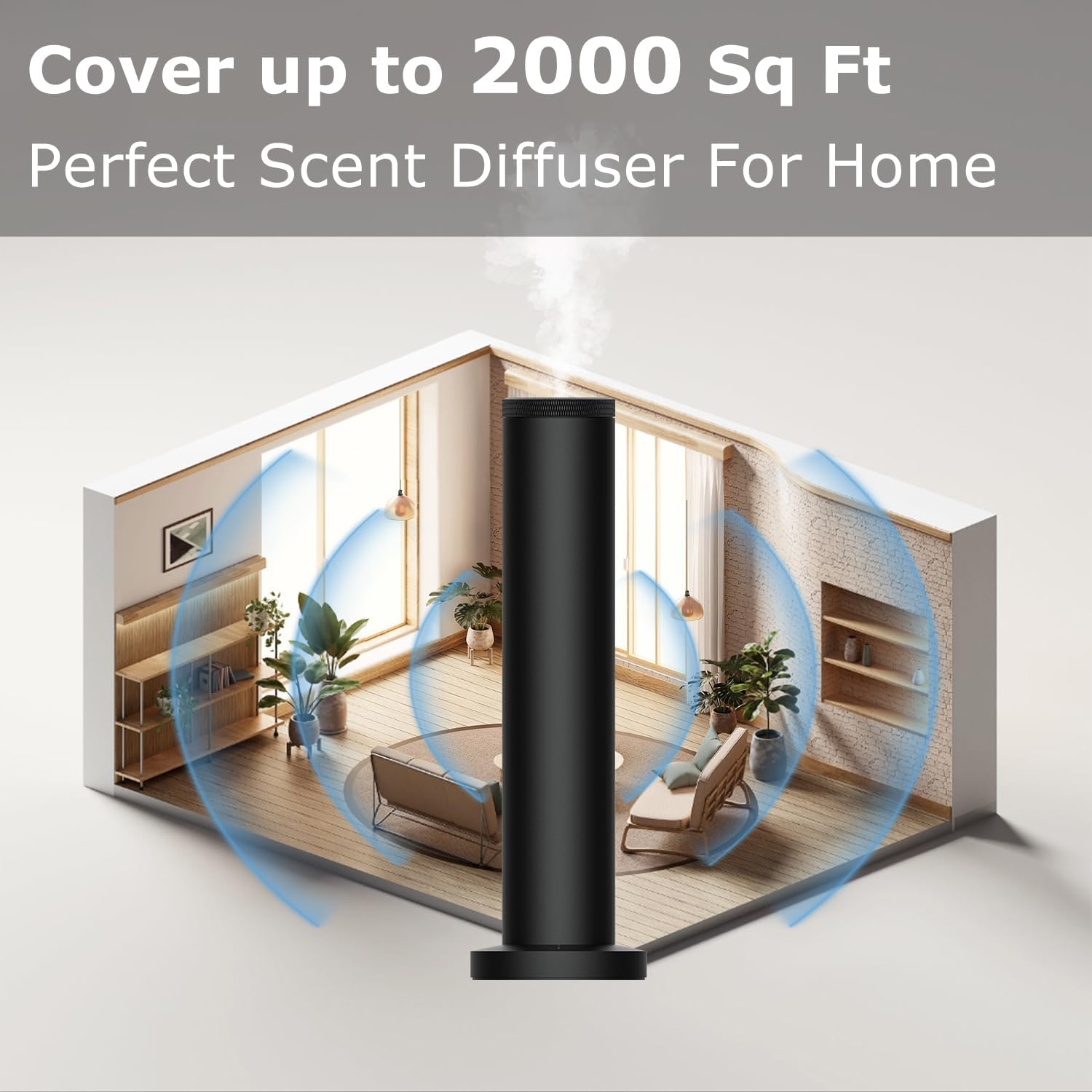 Wireless Hotel Scent Diffuser Starter Kit- Cordless Rechargeable Diffuser for Whole House - Hotel Scents Collection - App Control Waterless Essential Oil Diffuser for Large Room, Studio, Office(Black)