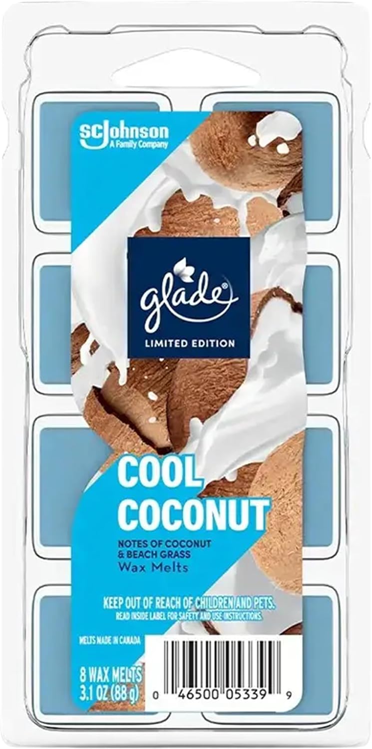 Glade Cool Coconut Wax Melts, 3.1 oz (88 g), Scented Wax Cubes, Long-Lasting Home Fragrance