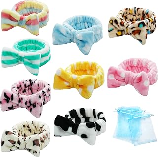 TDHDIKE Stocking Stuffers For Women Teen Girls Spa Headband Bow Facial Makeup Headband(9 Pcs) Soft Headband for Shower Washing Face Nice Gifts for Women Girls.