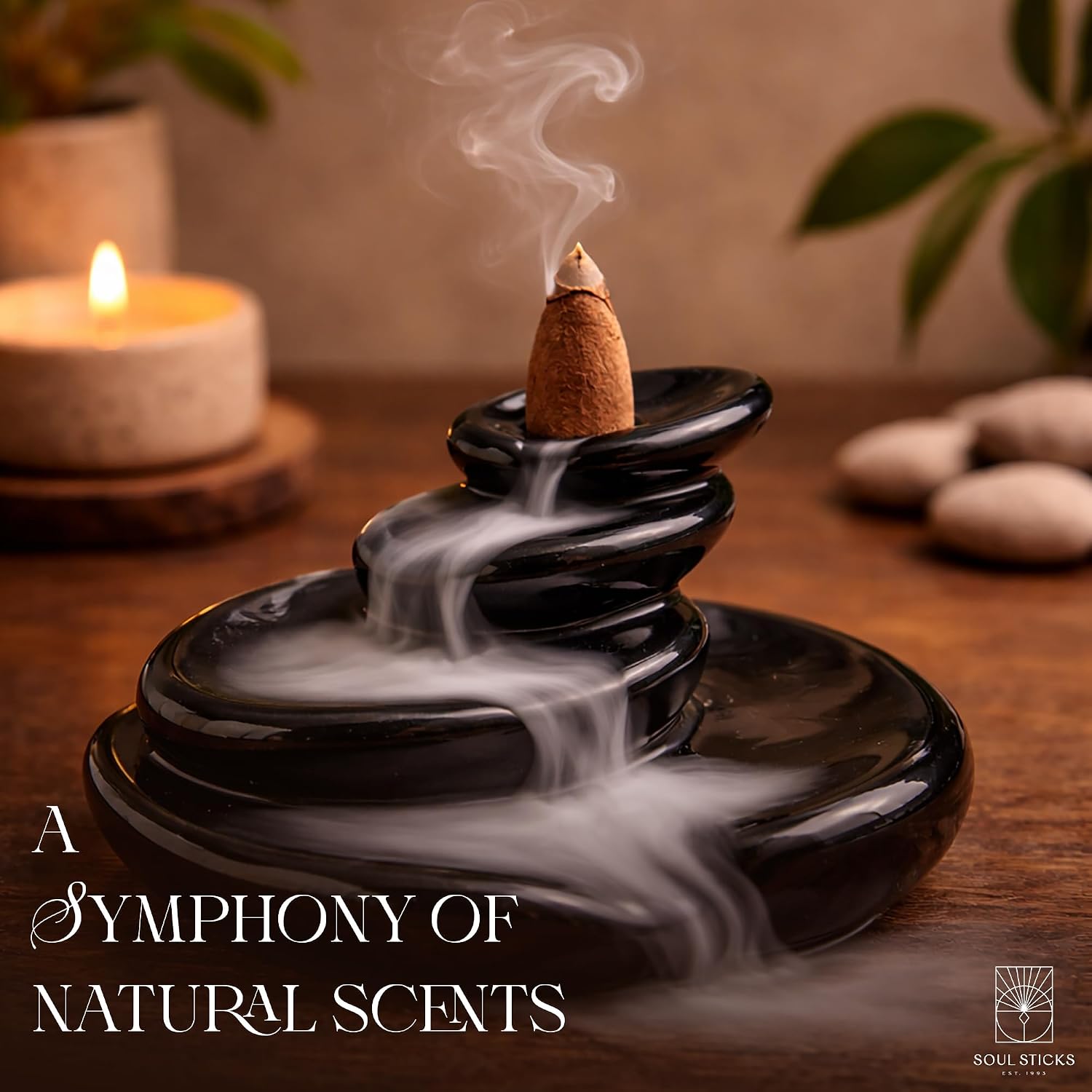 Soul Sticks Backflow Incense Cones – 40 PCS Organic Handmade Cones for Waterfall Burner | 4 Pack Long Lasting Aromatic Scents | Thick White Smoke Incense for Meditation, Spiritual Gift (Dragons Blood)