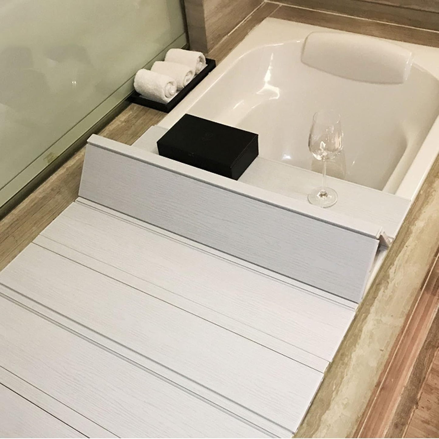 Bathtub Caddy Tray Expandable Bath Table Over Tub for 1-2 Person Luxury Bath Organizer 1.2cm Thick Folding Dust Board Bathtub Insulation Cover (Length:70cm) (70x105cm)
