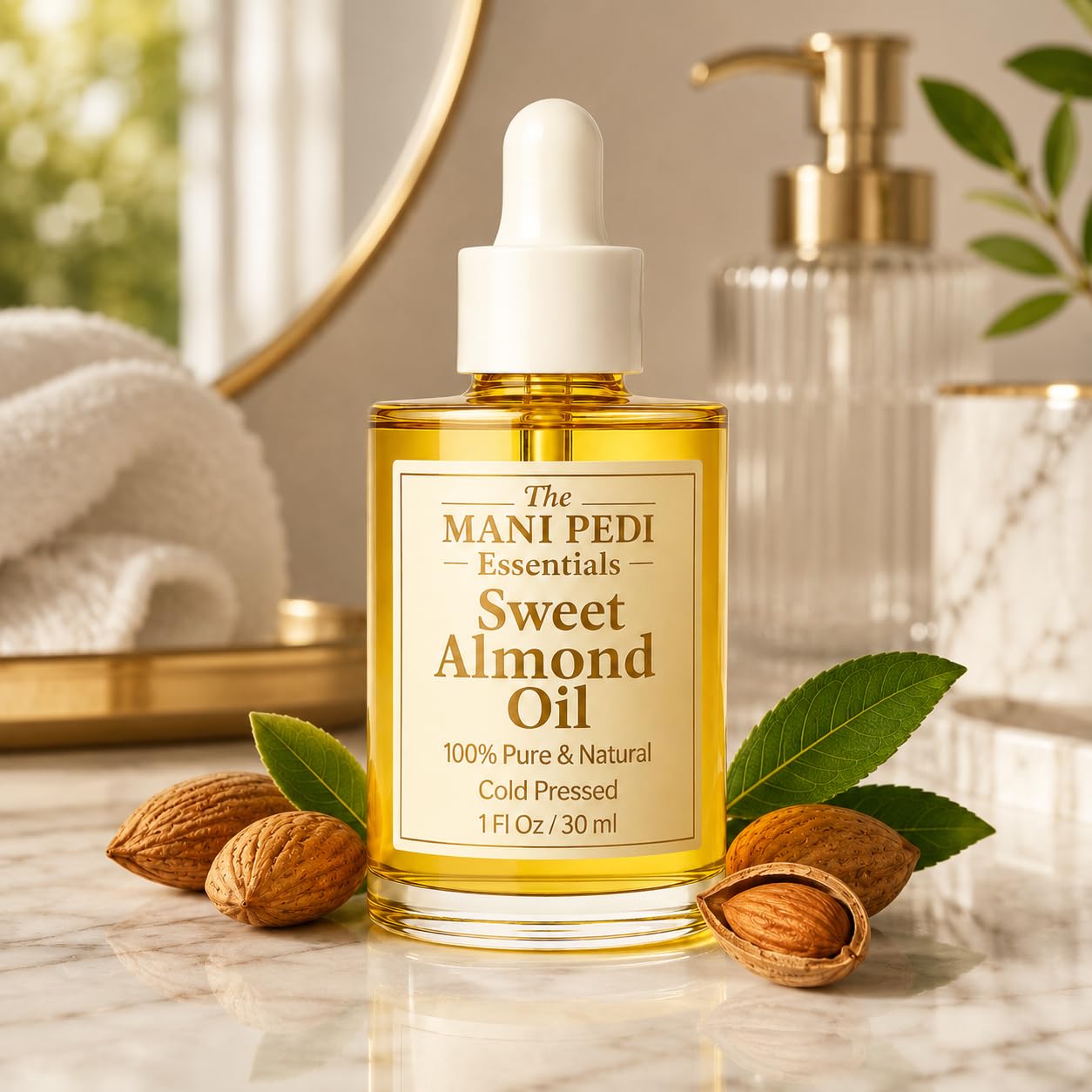 TMPE 100% Pure, Organic Sweet Almond Oil. Cold Pressed Natural Moisturizing Oil for Hair, Skin & Body - 1 Fl Oz