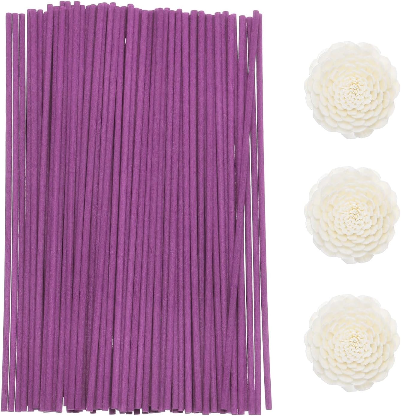 uxcell 103Pcs Reed Diffuser Sticks Set, Fiber Fragrance Flower Reed Diffuser Replacement Refill Sticks Flower Decor for Home, Hotel, Office (Purple)