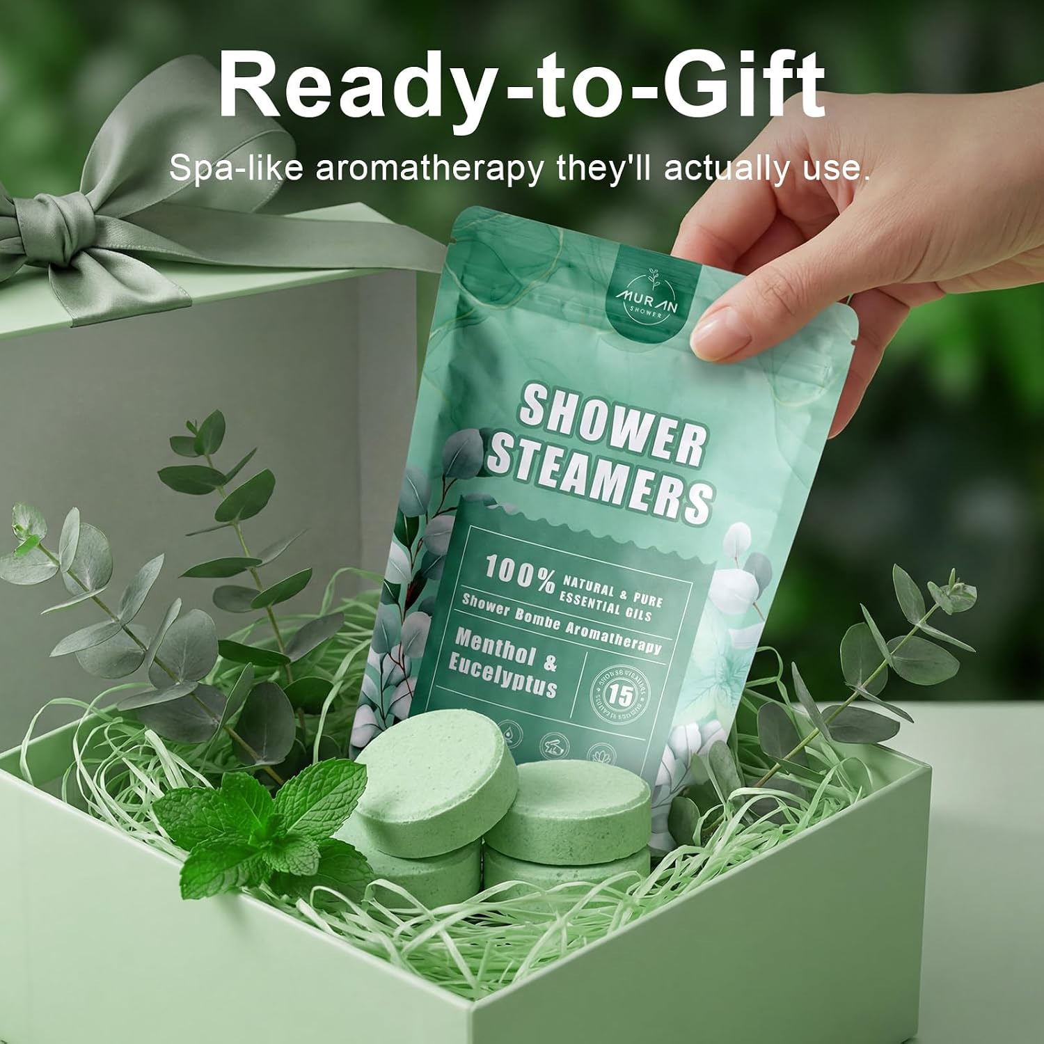 Shower Steamers Aromatherapy 15-Pack Shower Bombs Gifts for Wife, Fathers Day Organic Menthol & Eucalyptus for shower Natural Essential Oil,CNA Week Gifts for Mom Dad Wife Women Men Bath Stress Relief