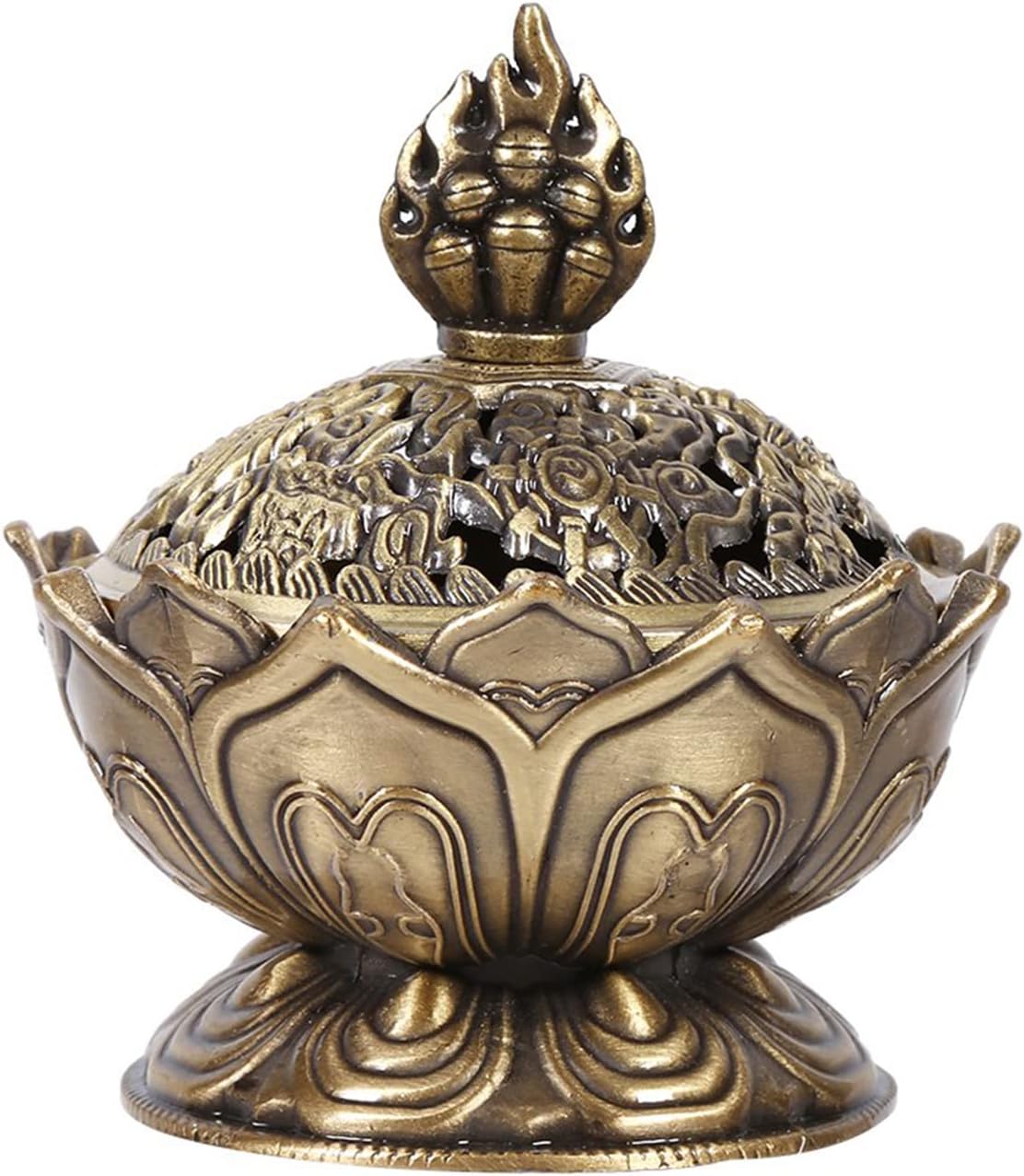 Watris Veiyi Classic Lotus Incense Burner, Vintage Charcoal Incense Burner, Lotus Incense Holder for Stick and Cone Incense 2.71 X 2.76inch / 6.9 x 7cm