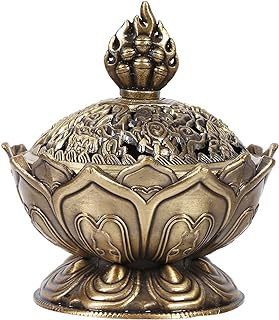 Watris Veiyi Classic Lotus Incense Burner, Vintage Charcoal Incense Burner, Lotus Incense Holder for Stick and Cone Incense 2.71 X 2.76inch / 6.9 x 7cm